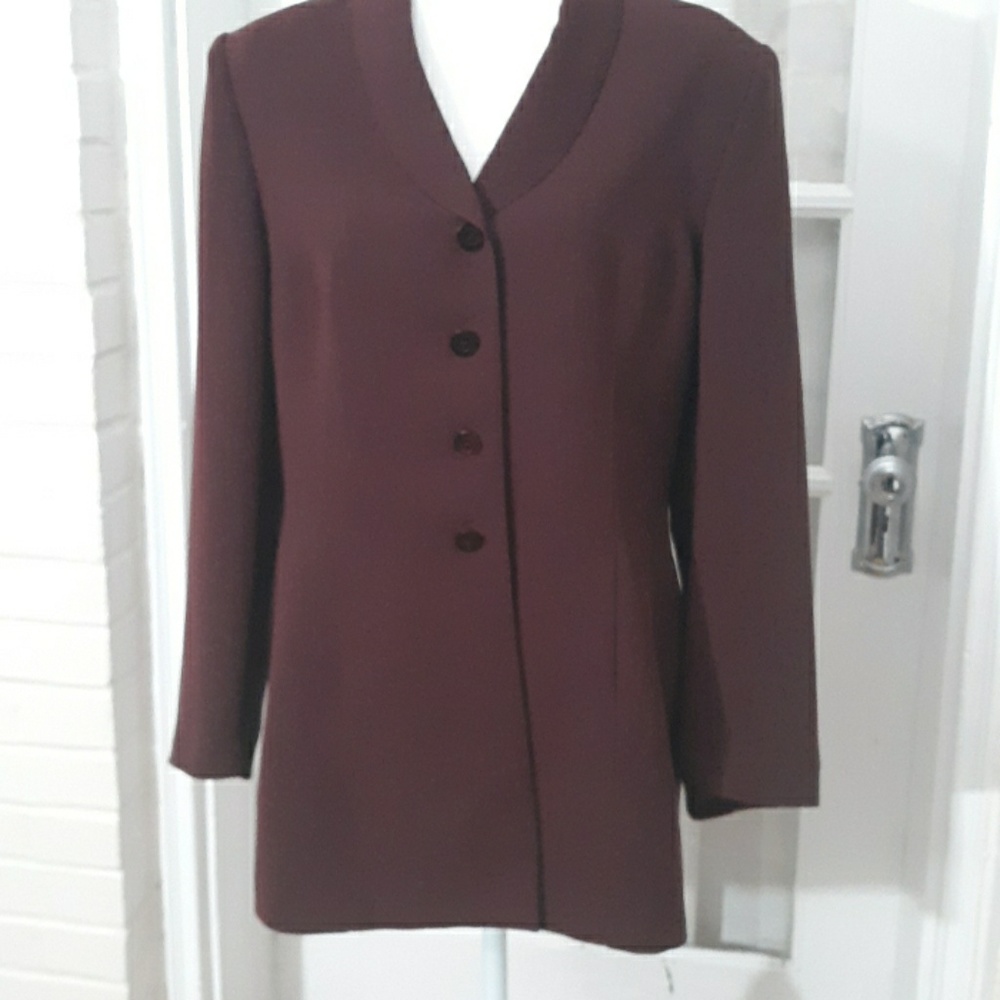 Le Suit Burgundy Blazer Size 12